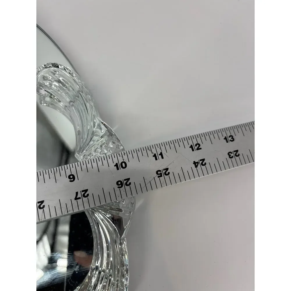 VTG. EXQUISITE LEAD CRYSTAL GLASS VANITY MIRRORED DRESSER TRAY 18 1/2